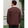 imageRuncati Mens Henley Knit Sweater Long Sleeve Quarter Button Pullover Sweaters Casual Fall TopsBrown