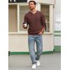 imageRuncati Mens Henley Knit Sweater Long Sleeve Quarter Button Pullover Sweaters Casual Fall TopsBrown