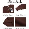 imageRuncati Mens Henley Knit Sweater Long Sleeve Quarter Button Pullover Sweaters Casual Fall TopsBrown