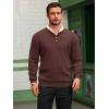 imageRuncati Mens Henley Knit Sweater Long Sleeve Quarter Button Pullover Sweaters Casual Fall TopsBrown