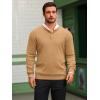 imageRuncati Mens Henley Knit Sweater Long Sleeve Quarter Button Pullover Sweaters Casual Fall TopsDark Khaki