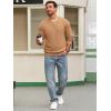 imageRuncati Mens Henley Knit Sweater Long Sleeve Quarter Button Pullover Sweaters Casual Fall TopsLight Brown