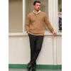 imageRuncati Mens Henley Knit Sweater Long Sleeve Quarter Button Pullover Sweaters Casual Fall TopsLight Brown