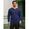 imageRuncati Mens Henley Knit Sweater Long Sleeve Quarter Button Pullover Sweaters Casual Fall TopsNavy