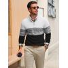 imageRuncati Mens Quarter Zip Sweaters Mock Neck Pullover Sweater Knitted Casual Color Block Fall Winter SweatersBlack