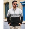 imageRuncati Mens Quarter Zip Sweaters Mock Neck Pullover Sweater Knitted Casual Color Block Fall Winter SweatersBlack