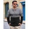 imageRuncati Mens Quarter Zip Sweaters Mock Neck Pullover Sweater Knitted Casual Color Block Fall Winter SweatersDark Grey
