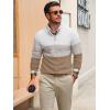 imageRuncati Mens Quarter Zip Sweaters Mock Neck Pullover Sweater Knitted Casual Color Block Fall Winter SweatersKhaki