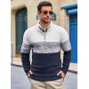 imageRuncati Mens Quarter Zip Sweaters Mock Neck Pullover Sweater Knitted Casual Color Block Fall Winter SweatersNavy