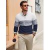 imageRuncati Mens Quarter Zip Sweaters Mock Neck Pullover Sweater Knitted Casual Color Block Fall Winter SweatersNavy