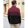 imageRuncati Mens Quarter Zip Sweaters Mock Neck Pullover Sweater Knitted Casual Color Block Fall Winter SweatersWine Red