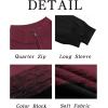 imageRuncati Mens Quarter Zip Sweaters Mock Neck Pullover Sweater Knitted Casual Color Block Fall Winter SweatersWine Red