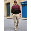 imageRuncati Mens Quarter Zip Sweaters Mock Neck Pullover Sweater Knitted Casual Color Block Fall Winter SweatersWine Red