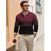 imageRuncati Mens Quarter Zip Sweaters Mock Neck Pullover Sweater Knitted Casual Color Block Fall Winter SweatersWine Red