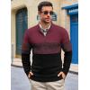 imageRuncati Mens Quarter Zip Sweaters Mock Neck Pullover Sweater Knitted Casual Color Block Fall Winter SweatersWine Red