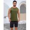 imageRuncati Mens Sleeveless Tank Tops Workout Cut Off Shirt Muscle Athletic Gym Summer Beach T ShirtsArmy Green