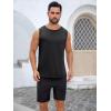 imageRuncati Mens Sleeveless Tank Tops Workout Cut Off Shirt Muscle Athletic Gym Summer Beach T ShirtsBlack