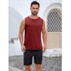 imageRuncati Mens Sleeveless Tank Tops Workout Cut Off Shirt Muscle Athletic Gym Summer Beach T ShirtsWine Red