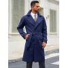 imageRuncati Mens Trench Coat Double Breasted Notched Lapel Casual Belted Windbreaker Fall Classic Long Jacket OvercoatNavy