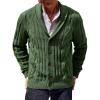 imageRuncati Mens Cable Knit Cardigan Sweater Shawl Collar Casual Button Down Long Sleeve SweatersArmy Green