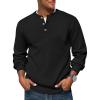 imageRuncati Mens Henley Knit Sweater Long Sleeve Quarter Button Pullover Sweaters Casual Fall TopsBlack
