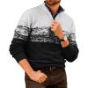 imageRuncati Mens Quarter Zip Sweaters Mock Neck Pullover Sweater Knitted Casual Color Block Fall Winter SweatersBlack