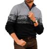 imageRuncati Mens Quarter Zip Sweaters Mock Neck Pullover Sweater Knitted Casual Color Block Fall Winter SweatersDark Grey