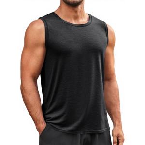 imageRuncati Mens Sleeveless Tank Tops Workout Cut Off Shirt Muscle Athletic Gym Summer Beach T ShirtsBlack