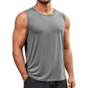 imageRuncati Mens Sleeveless Tank Tops Workout Cut Off Shirt Muscle Athletic Gym Summer Beach T ShirtsGray