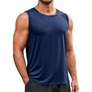 imageRuncati Mens Sleeveless Tank Tops Workout Cut Off Shirt Muscle Athletic Gym Summer Beach T ShirtsNavy