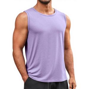 imageRuncati Mens Sleeveless Tank Tops Workout Cut Off Shirt Muscle Athletic Gym Summer Beach T ShirtsPurple