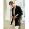 imageRuncati Mens Long Cardigan Sweater Casual Ruffle Shawl Collar Open Front Cardigan Knit Drape Cape Winter SweatersBlack