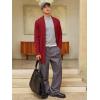 imageRuncati Mens Long Cardigan Sweater Casual Ruffle Shawl Collar Open Front Cardigan Knit Drape Cape Winter SweatersWine Red