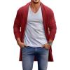 imageRuncati Mens Long Cardigan Sweater Casual Ruffle Shawl Collar Open Front Cardigan Knit Drape Cape Winter SweatersWine Red