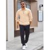 imageRuncati Mens Long Sleeve Polo Sweater Knit Polos V Neck Casual Dress Button Collared Pullover SweatersBeige