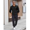 imageRuncati Mens Long Sleeve Polo Sweater Knit Polos V Neck Casual Dress Button Collared Pullover SweatersBlack