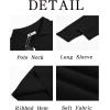 imageRuncati Mens Long Sleeve Polo Sweater Knit Polos V Neck Casual Dress Button Collared Pullover SweatersBlack