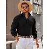 imageRuncati Mens Long Sleeve Polo Sweater Knit Polos V Neck Casual Dress Button Collared Pullover SweatersBlack