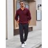 imageRuncati Mens Long Sleeve Polo Sweater Knit Polos V Neck Casual Dress Button Collared Pullover SweatersBurgundy