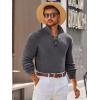 imageRuncati Mens Long Sleeve Polo Sweater Knit Polos V Neck Casual Dress Button Collared Pullover SweatersDark Grey