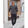 imageRuncati Mens Long Sleeve Polo Sweater Knit Polos V Neck Casual Dress Button Collared Pullover SweatersDark Grey