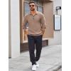 imageRuncati Mens Long Sleeve Polo Sweater Knit Polos V Neck Casual Dress Button Collared Pullover SweatersKhaki