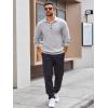 imageRuncati Mens Long Sleeve Polo Sweater Knit Polos V Neck Casual Dress Button Collared Pullover SweatersLight Grey
