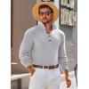 imageRuncati Mens Long Sleeve Polo Sweater Knit Polos V Neck Casual Dress Button Collared Pullover SweatersLight Grey