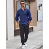 imageRuncati Mens Long Sleeve Polo Sweater Knit Polos V Neck Casual Dress Button Collared Pullover SweatersNavy