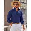 imageRuncati Mens Long Sleeve Polo Sweater Knit Polos V Neck Casual Dress Button Collared Pullover SweatersNavy