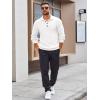 imageRuncati Mens Long Sleeve Polo Sweater Knit Polos V Neck Casual Dress Button Collared Pullover SweatersWhite