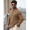imageRuncati Mens QuarterZip Pullover Sweater Casual Mock Neck Knitted Winter Warm Ribbed Polo SweatersKhaki