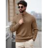 imageRuncati Mens QuarterZip Pullover Sweater Casual Mock Neck Knitted Winter Warm Ribbed Polo SweatersKhaki
