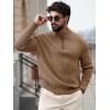 imageRuncati Mens QuarterZip Pullover Sweater Casual Mock Neck Knitted Winter Warm Ribbed Polo SweatersKhaki